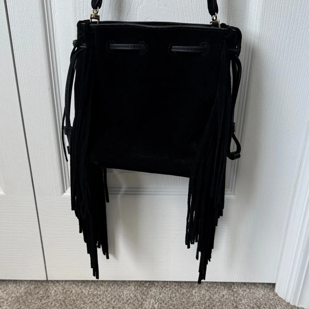 Madewell Black Suede Fringe Shoulder Bag - Picture 2 of 4